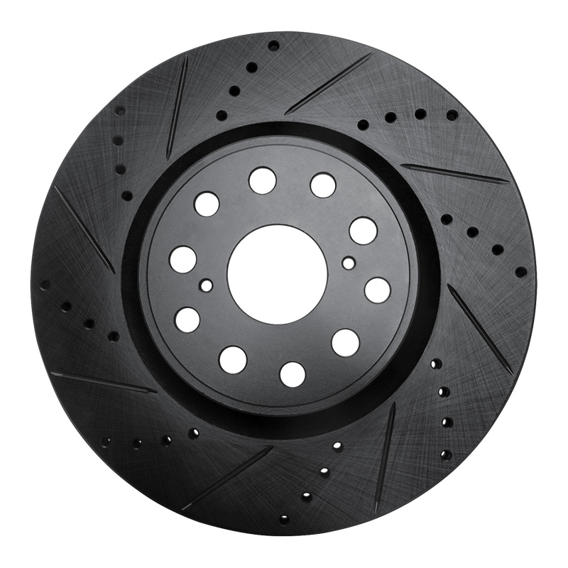 Lexus LS460 Brake Rotor (1) - Front Left - R1 Concepts - Drilled & Slotted - Black - `07-`23